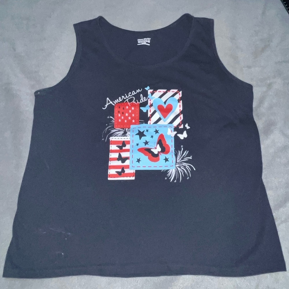 Holiday Editions Women's Tank Top XL Navy Blue Cotton American Pride